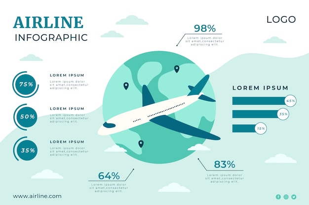 Free Vector hand drawn airline fluid shapes infographic