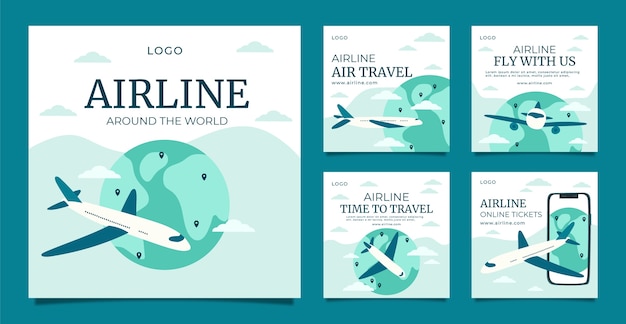 Free Vector hand drawn airline fluid shapes instagram post