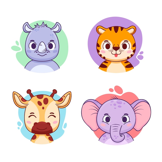 Free Vector hand drawn animal avatars element collection