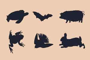 Free vector hand drawn animals silhouette illustration