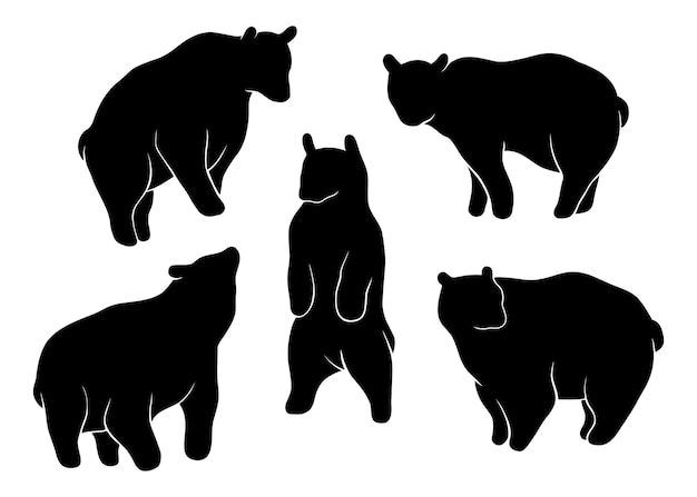 Free vector hand drawn animals silhouette illustration