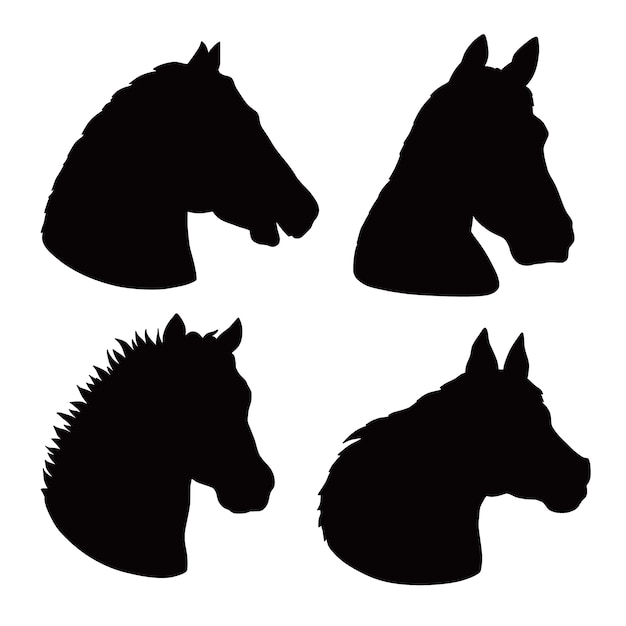 Hand drawn animals silhouette set illustration