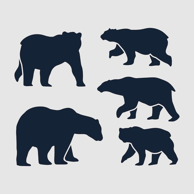 Hand drawn animals silhouette set