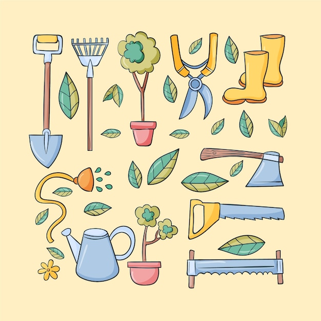 Free Vector hand drawn arbor day elements collection