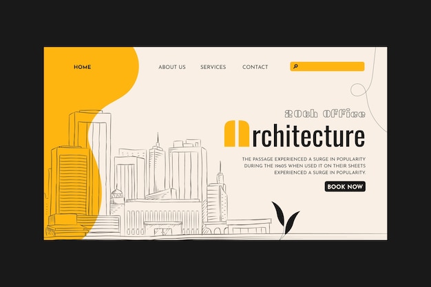 Free Vector hand drawn architect landing page template