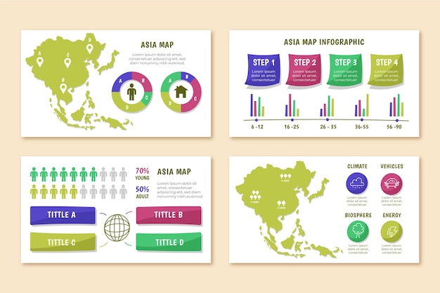 Free Vector hand-drawn asia map infographic