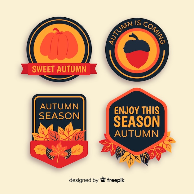 Hand drawn autumn badge collection