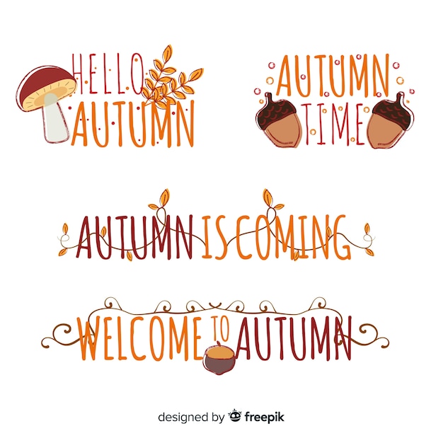 Free Vector hand drawn autumn badge collection