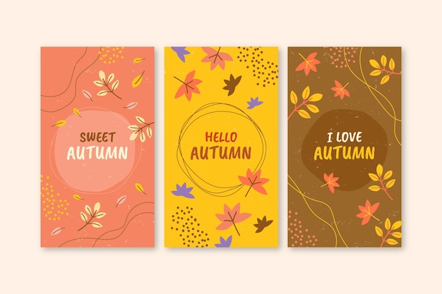 Hand drawn autumn instagram stories collection