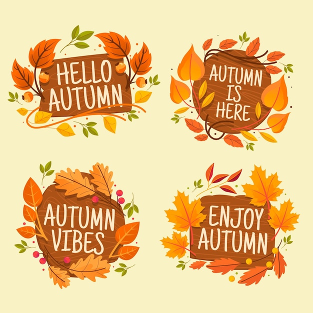 Hand drawn autumn labels collection