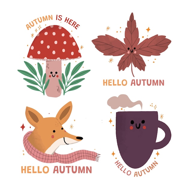 Hand drawn autumn labels collection