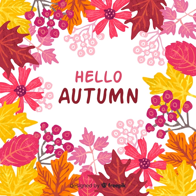 Hand drawn autumn leaves background