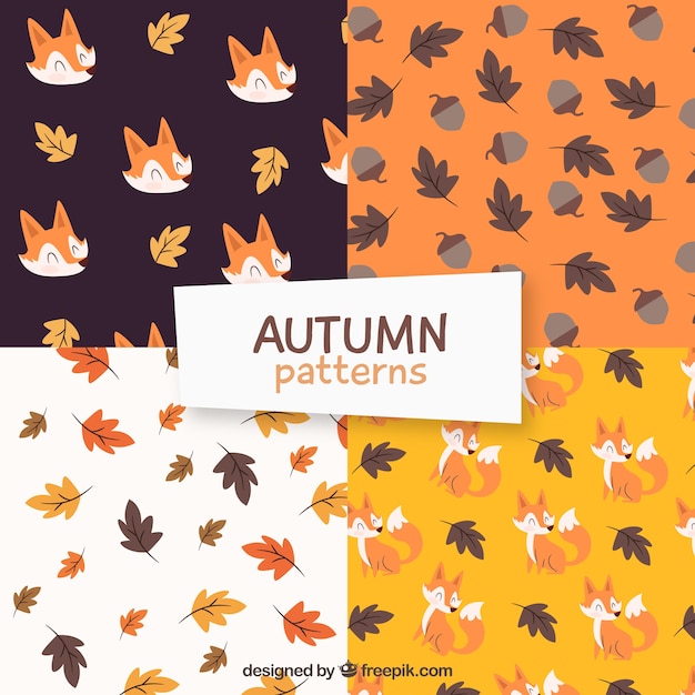 Free vector hand drawn autumn pattern collection