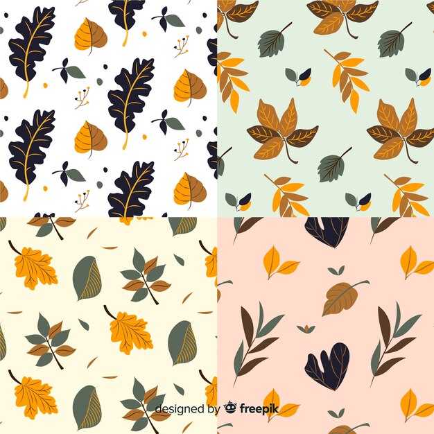 Hand drawn autumn pattern collection