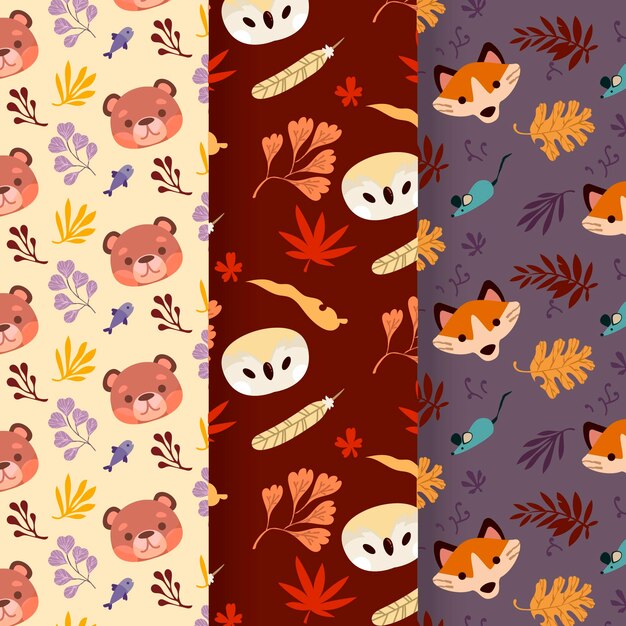 Hand drawn autumn pattern collection