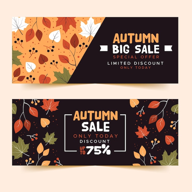 Hand drawn autumn sale banners template