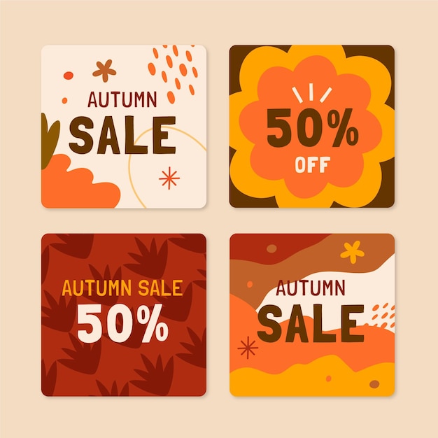 Free Vector hand drawn autumn sale labels collection