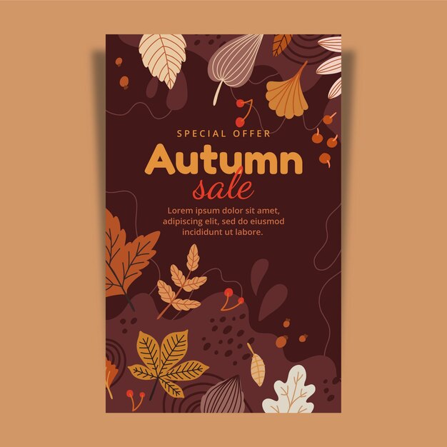 Hand drawn autumn vertical banner template