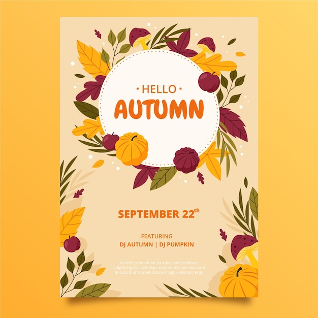 Hand drawn autumn vertical flyer template