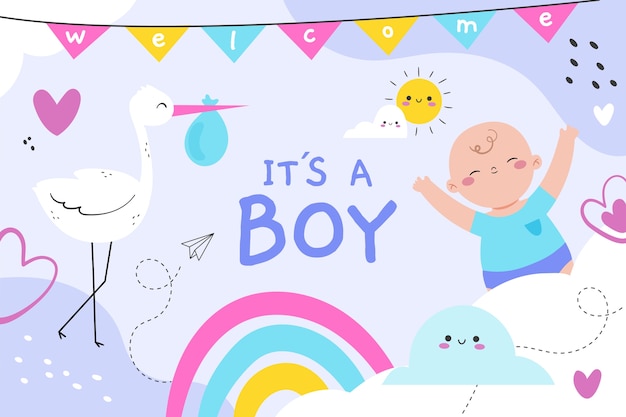 Hand drawn baby boy background