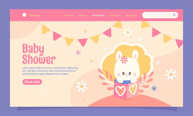 Free Vector hand drawn baby shower celebration  landing page