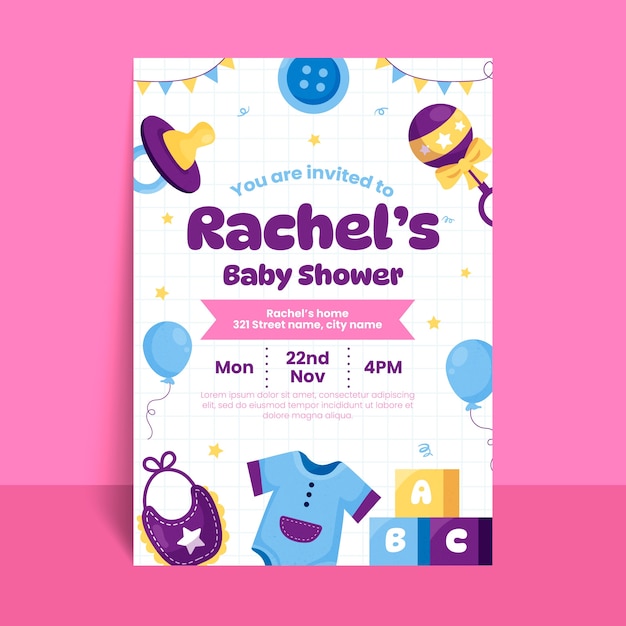 Hand drawn baby shower invitation