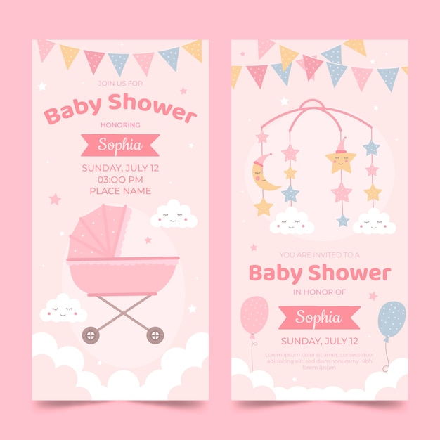 Free Vector hand drawn baby shower vertical banner template