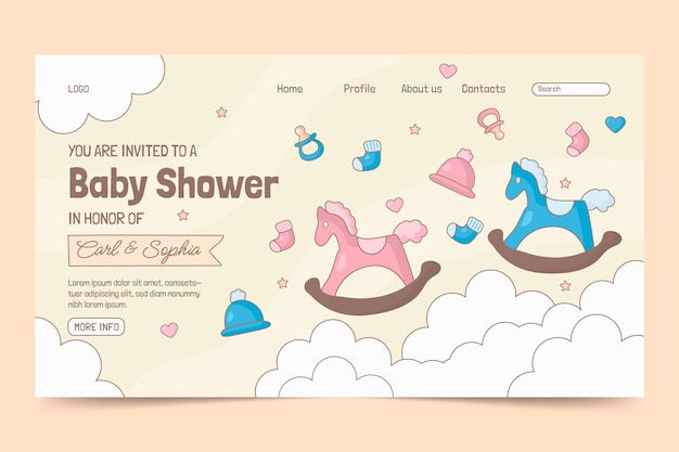 Free Vector hand drawn baby shower web template