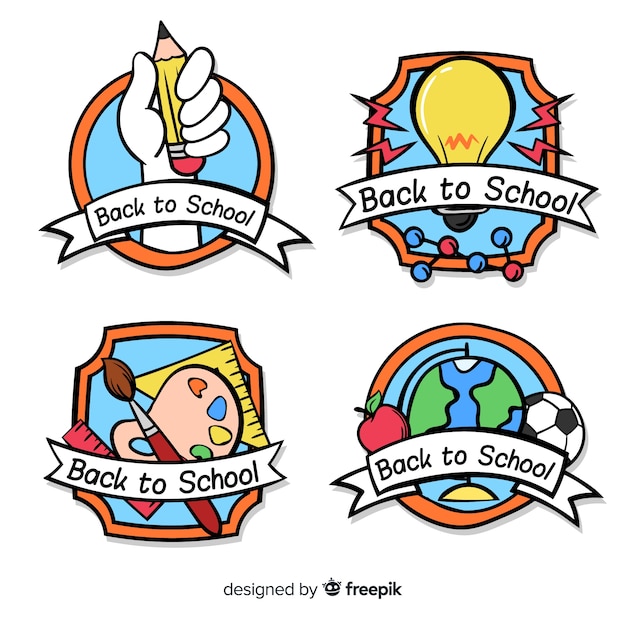 Free Vector hand drawn back to school badge collection