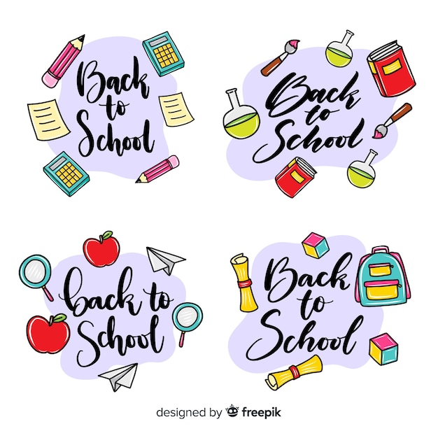 Free vector hand drawn back to school badge collection