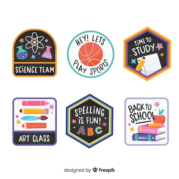 Free Vector hand drawn back to school badge collection