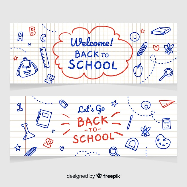 Free vector hand drawn back to school banners