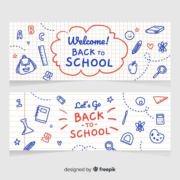 Hand drawn back to school banners