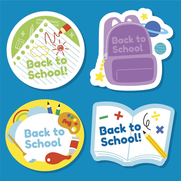 Hand drawn back to school labels collection