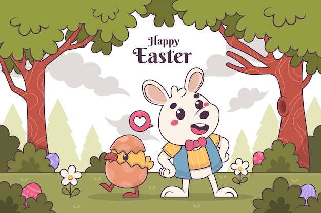 Hand drawn background for easter holiday