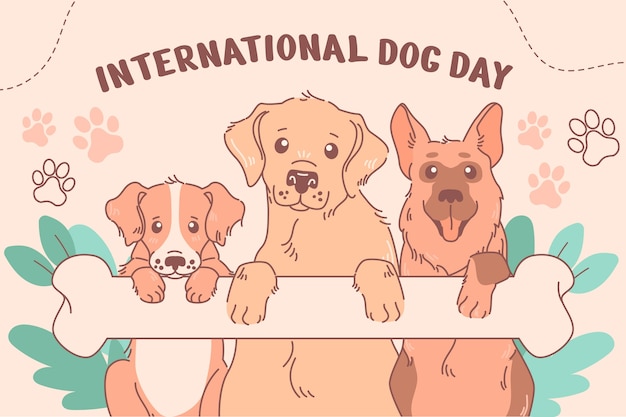 Free Vector hand drawn background for international dog day celebration