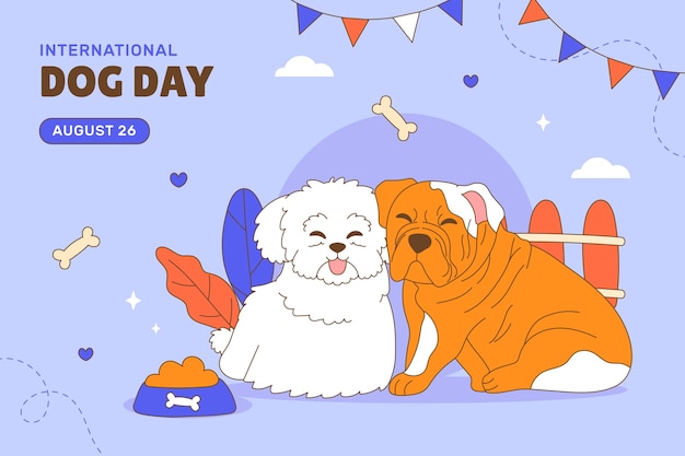 Hand drawn background for international dog day celebration