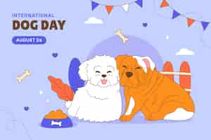 Free vector hand drawn background for international dog day celebration