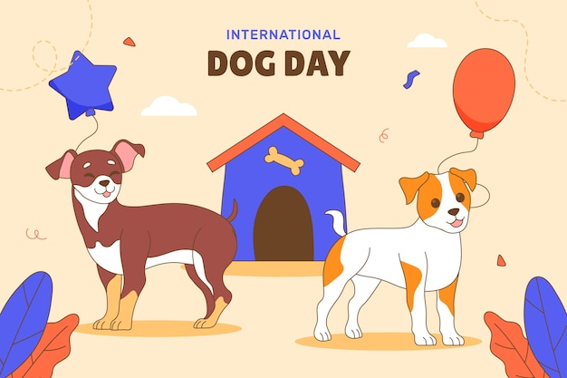 Hand drawn background for international dog day celebration