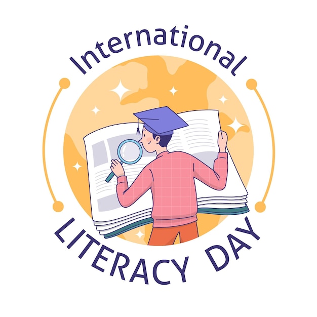 Free Vector hand drawn background international literacy day