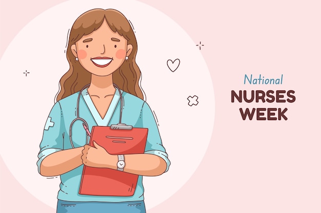 Free Vector hand drawn background for national nurses week celebration