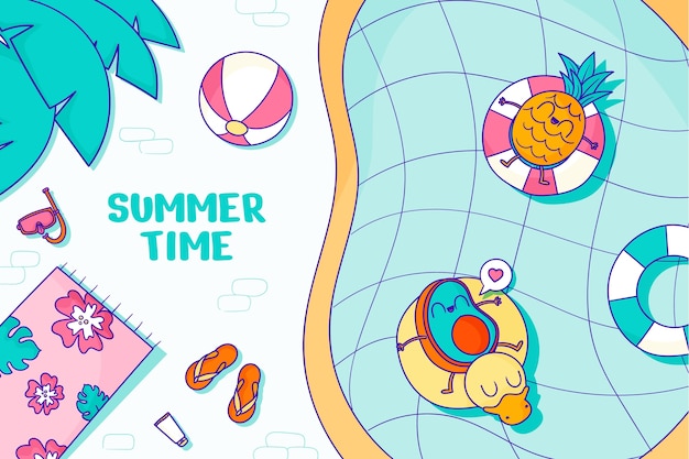 Free Vector hand drawn background for summertime