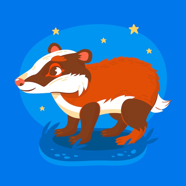 Free Vector hand drawn badger cartoon illustration