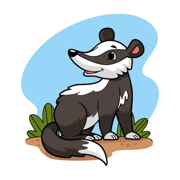 Free Vector hand drawn badger cartoon illustration