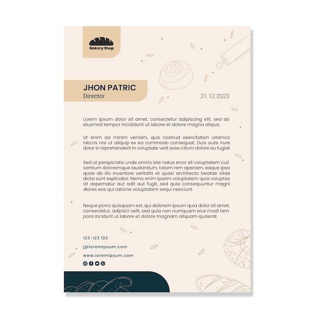 Hand drawn bakery business pack letterhead