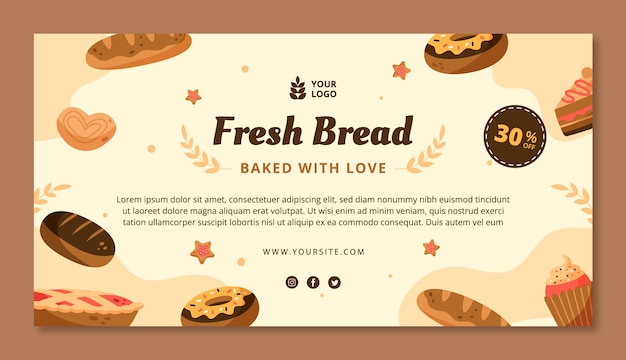 Free Vector hand drawn bakery shop facebook template