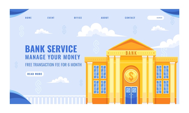 Free Vector hand drawn bank template