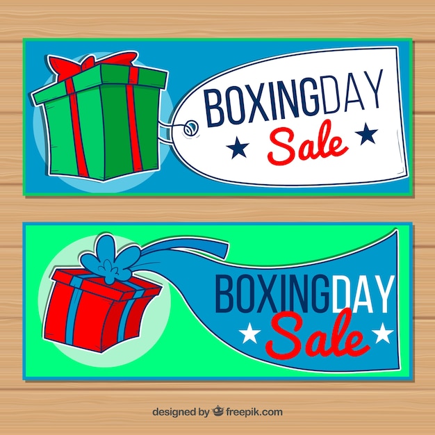 Free Vector hand drawn banners for a boxing day