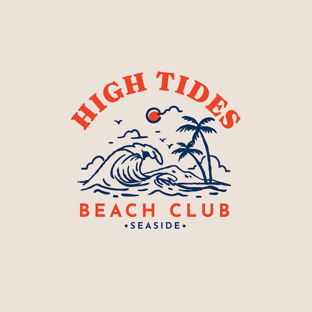 Hand drawn beach club logo design