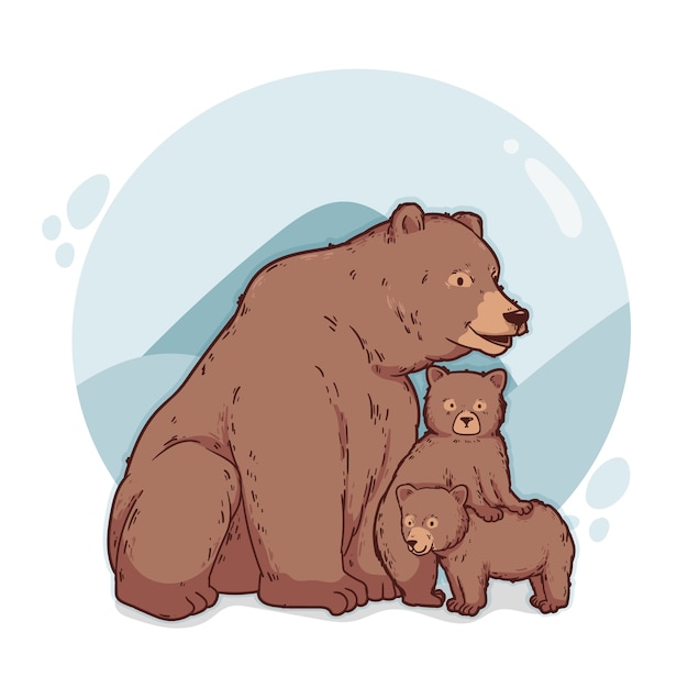 Free Vector hand drawn bear family illustration